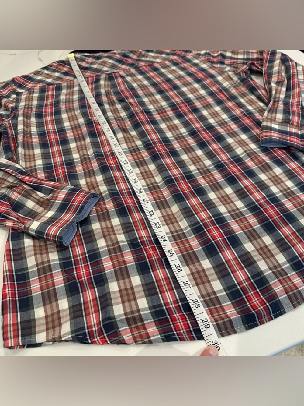 Ben Sherman Plaid Union Fit Button Down Shirt Men XL Red Blue Tan Preppy Cotton - Picture 9 of 10